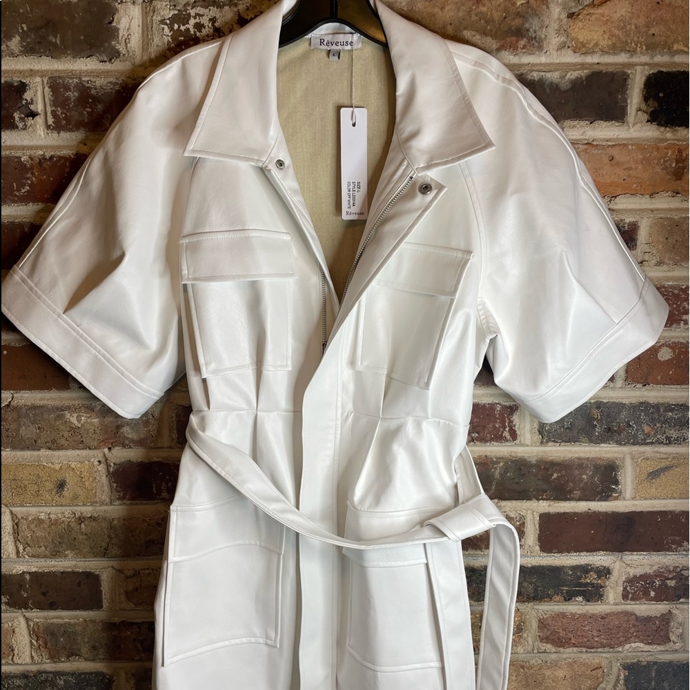 Faux leather dress/coat size small nwt